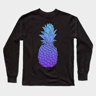 Cute Pineapple Sweet Fruit Midnight Blue Shade Black Color Long Sleeve T-Shirt